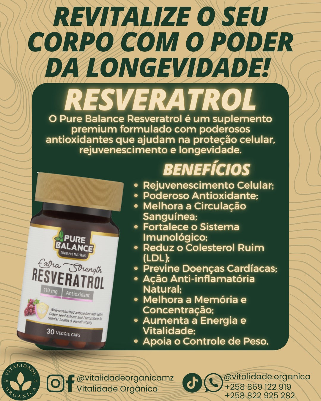 Resveratrol Extra Forte 30 cápsulas - Pure Balance