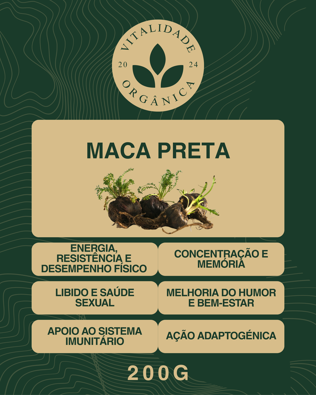 Maca Preta 200g - Vitalidade Orgânica