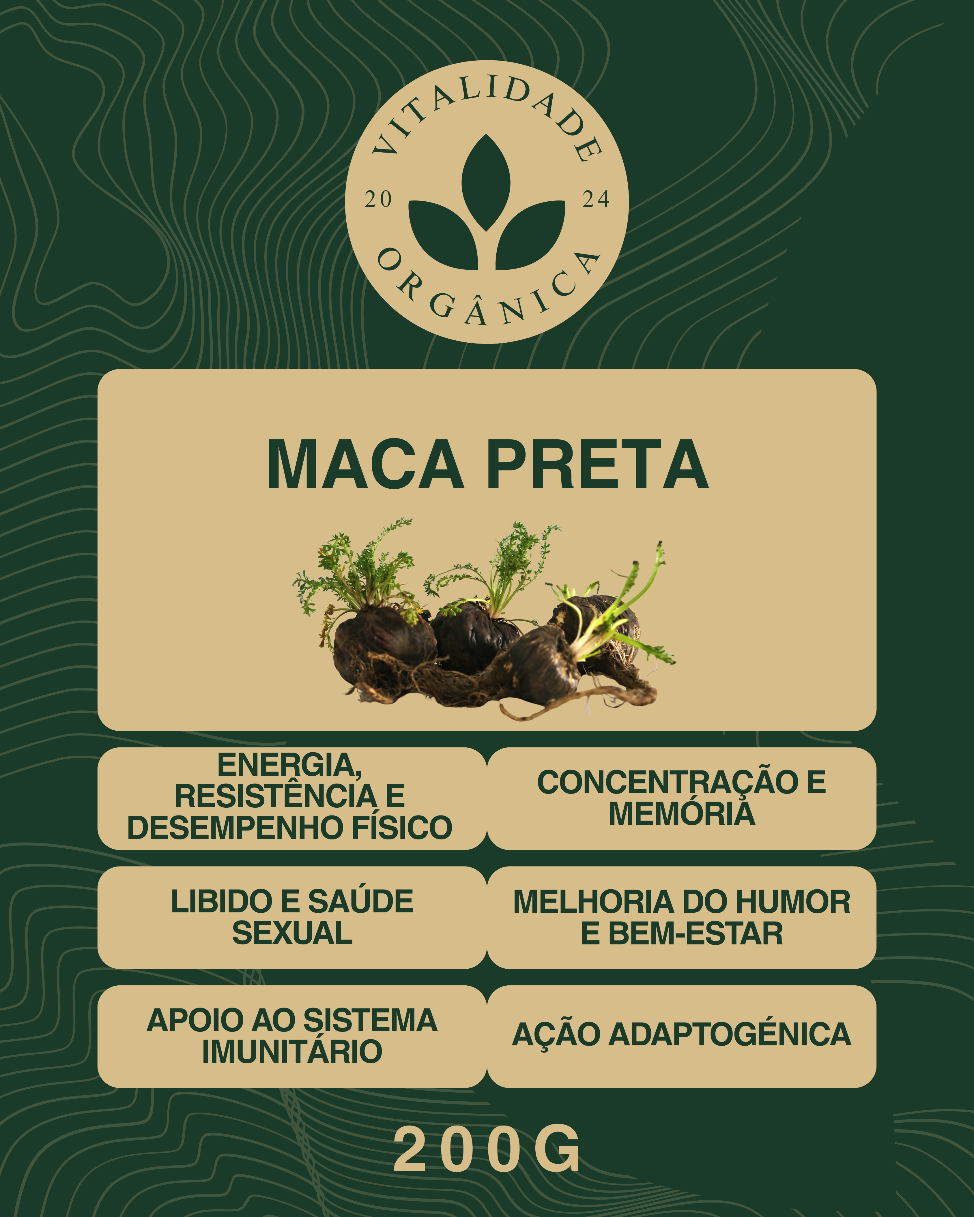 Maca Preta 200g - Vitalidade Orgânica