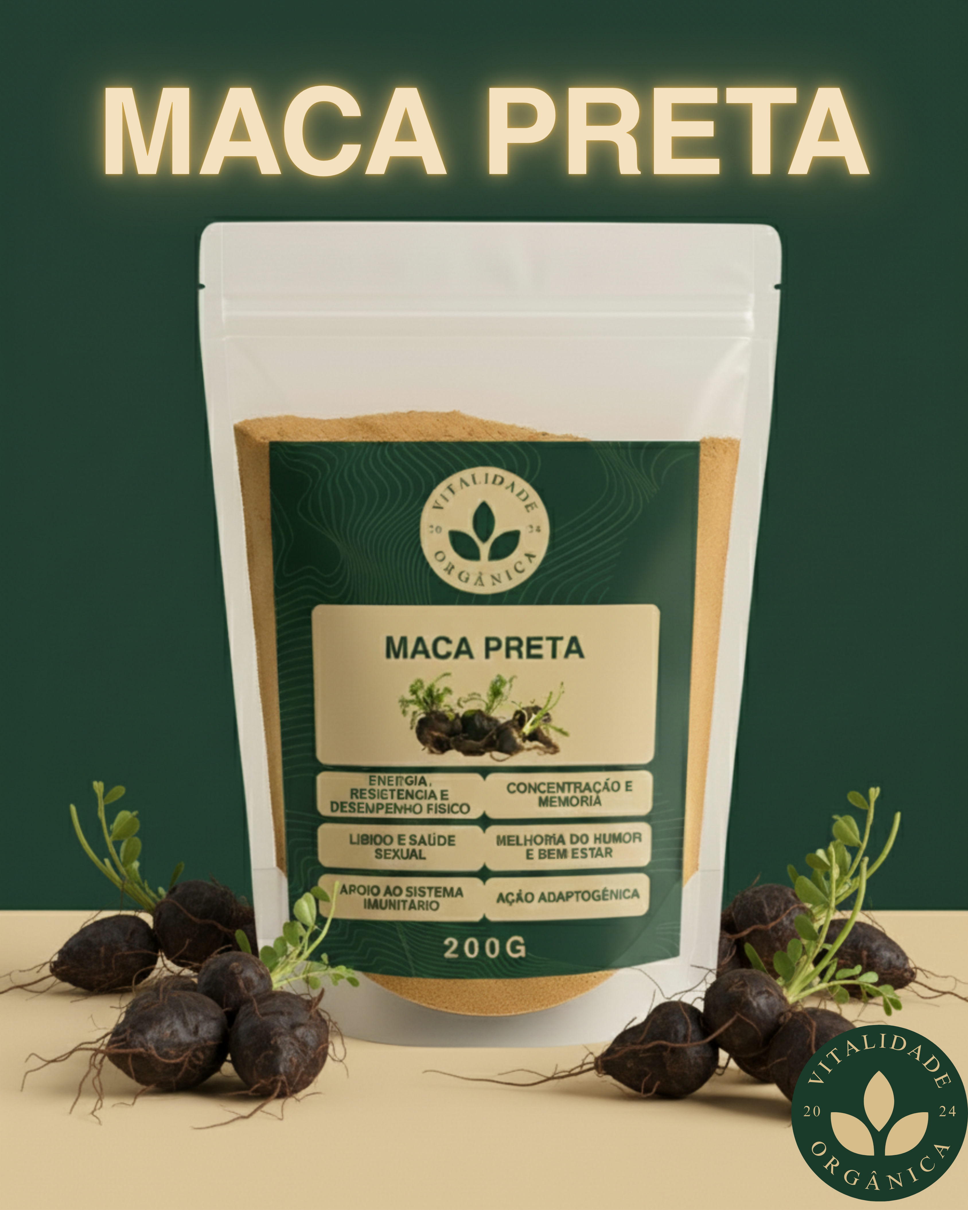 Maca Preta 200g - Vitalidade Orgânica