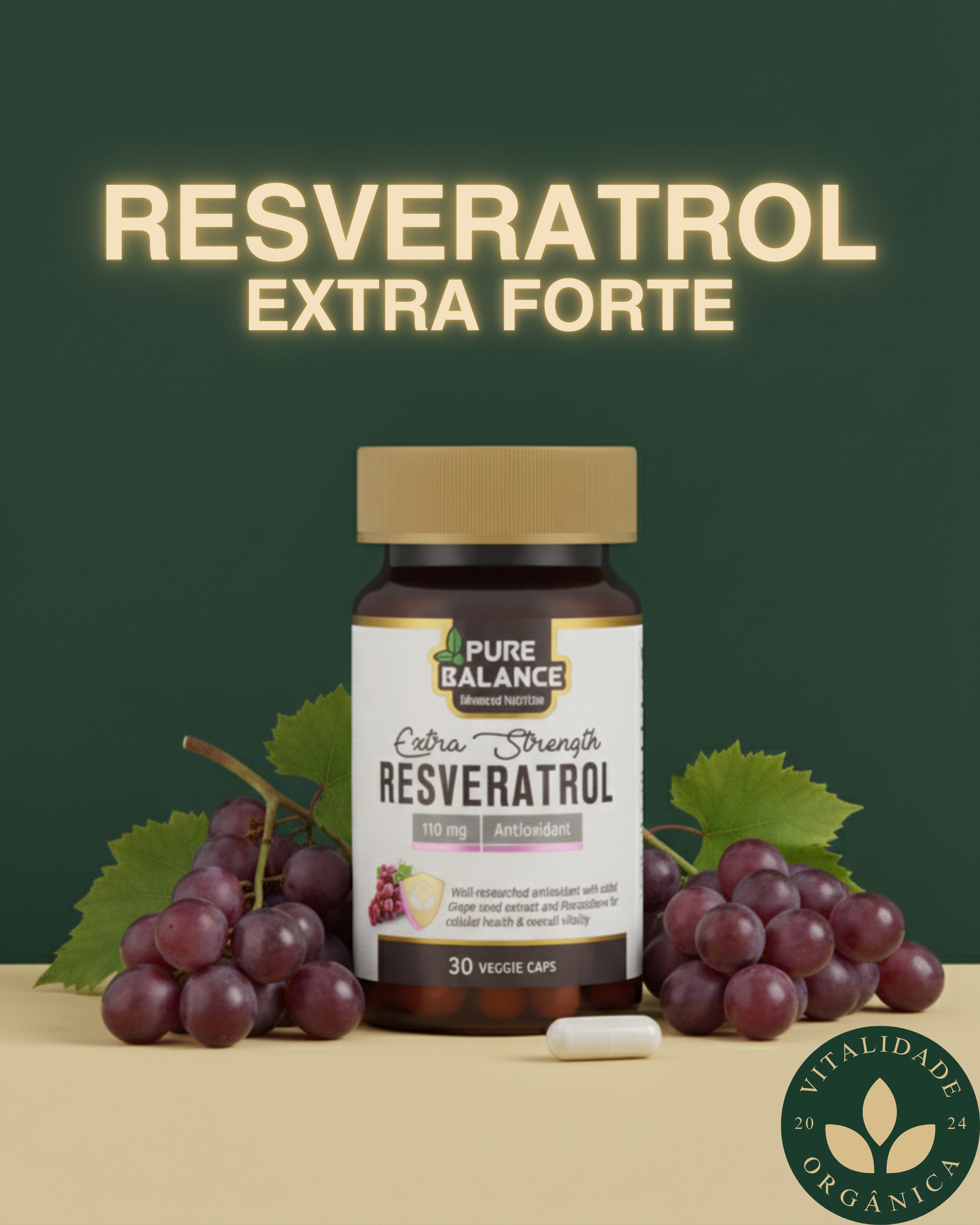 Resveratrol Extra Forte 30 cápsulas - Pure Balance