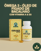 Ômega 3 - Óleo de fígado de bacalhão com vitamina A & D3 - 60 Softgels - Go Earth